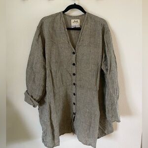 Flax Button-Up Tunic with Pockets